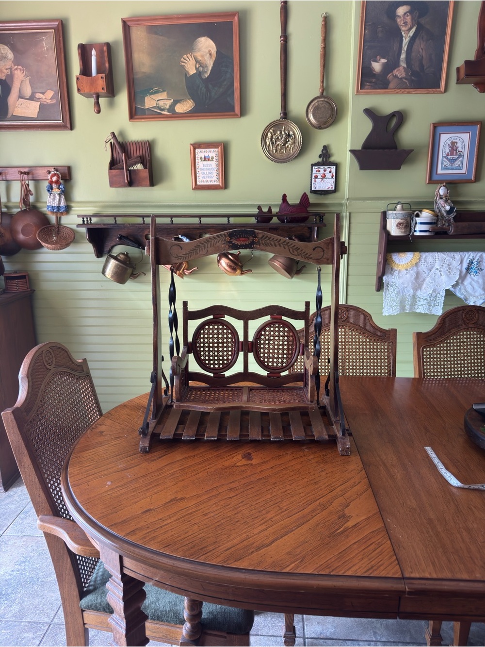 Wooden Hanging Plant Stand - Brown Rustic Home Dining Accent